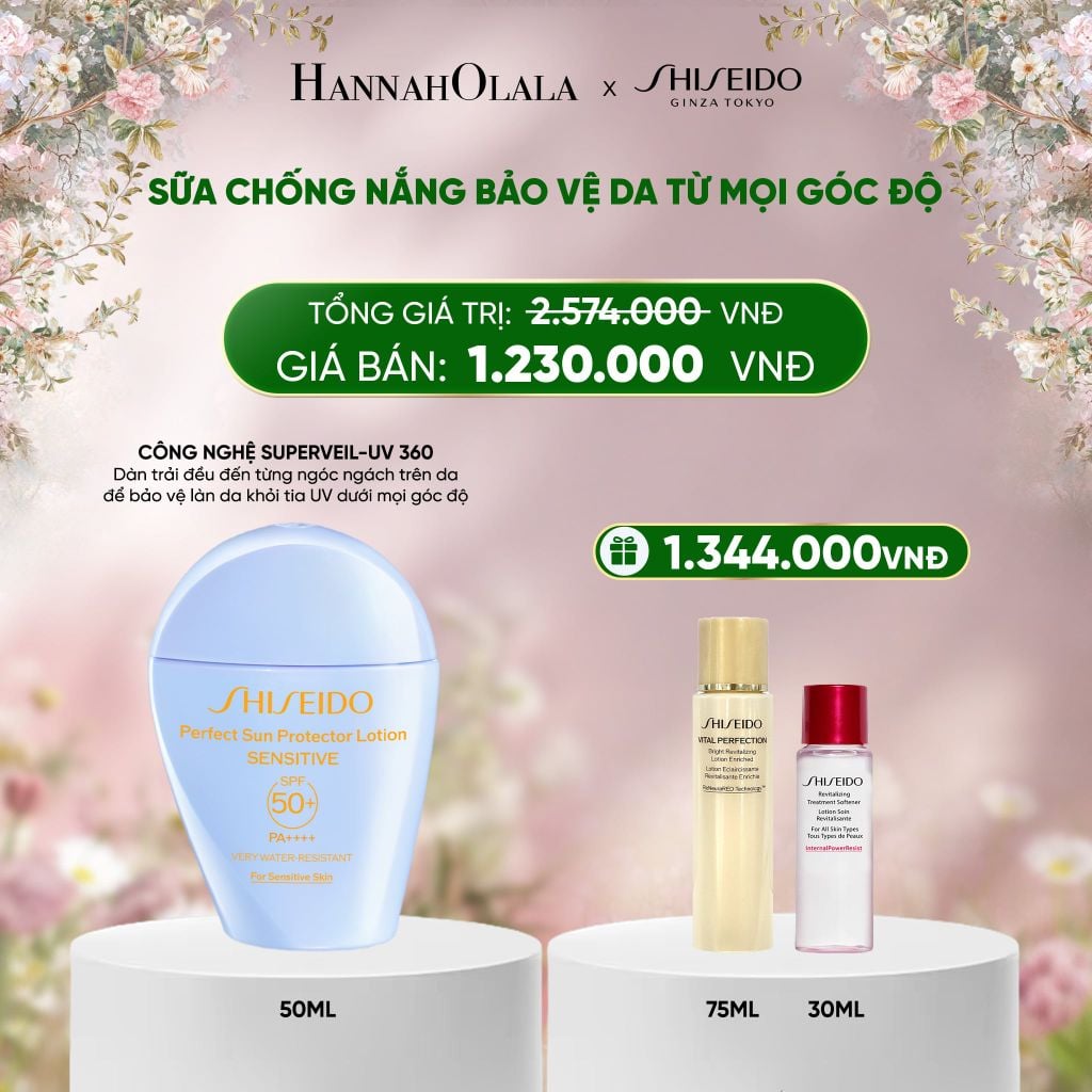  DEAL 6: SỮA CHỐNG NẮNG CHO DA NHẠY CẢM SHISEIDO GSC PERFECT SUN PROTECTOR LOTION SENSITIVE SPF50+ 50ML 