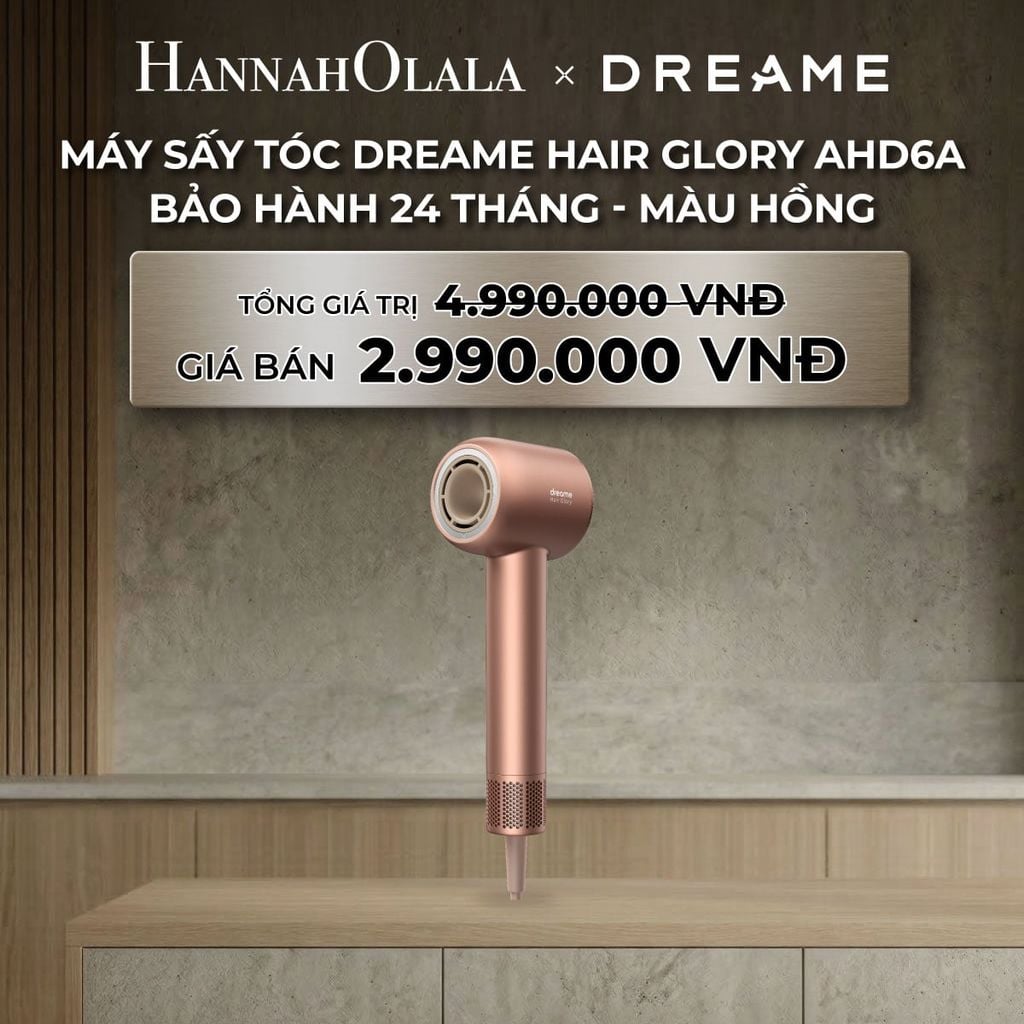  DEAL 5: DREAME HAIR GLORY AHD6A MÁY SẤY TÓC ION ÂM LUỒNG KHÍ TỐC ĐỘ CAO - HỖ TRỢ HẤP THỤ TINH CHẤT DƯỠNG TÓC BH 24 THÁNG 