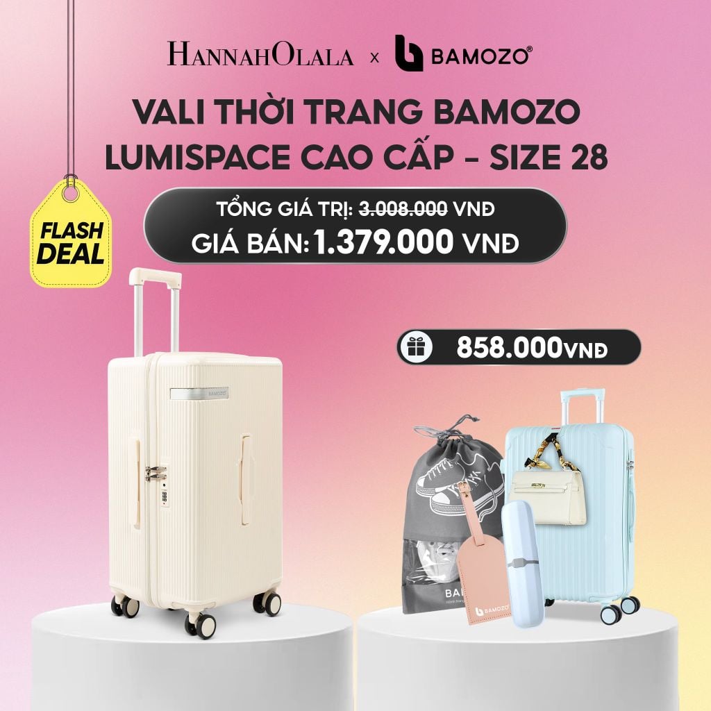  VALI BAMOZO LUMISPACE CAO CẤP (TẶNG VALI BAMOZO 8801C + TẶNG TAG DA CHỐNG THẤT LẠC, HỘP BÀN CHẢI, TÚI ĐỰNG GIÀY XÁM)_ A2264 