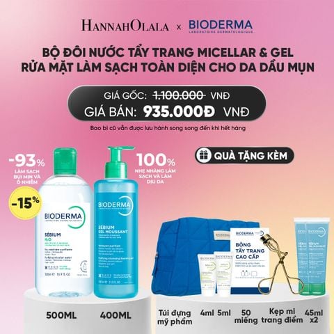  BỘ ĐÔI NƯỚC TẨY TRANG MICELLAR VÀ GEL RỬA MẶT LÀM SẠCH TOÀN DIỆN CHO DA DẦU,MỤN_A2108 