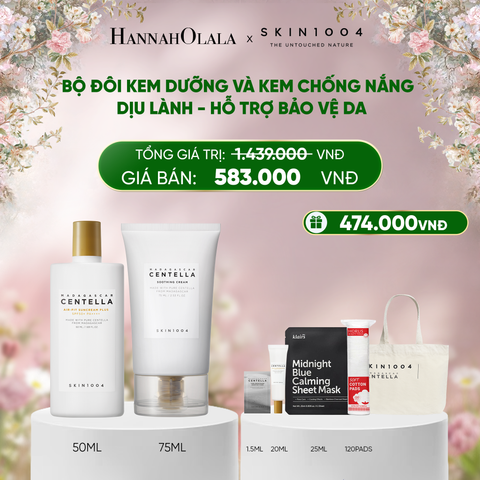  DEAL 9: COMBO 01 PCS SKIN1004 KEM DƯỠNG MADAGASCAR CENTELLA SOOTHING CREAM 75ML + 01 PCS SKIN1004 KEM CHỐNG NẮNG MADAGASCAR CENTELLA AIR-FIT SUNCREAM PLUS 50ML 