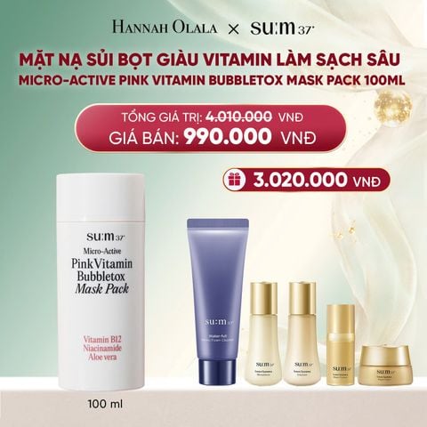  DEAL 33: MẶT NẠ SỦI BỌT GIÀU VITAMIN LÀM SẠCH SÂU SU:M37 MICRO-ACTIVE PINK VITAMIN BUBBLETOX MASK PACK 100ML 