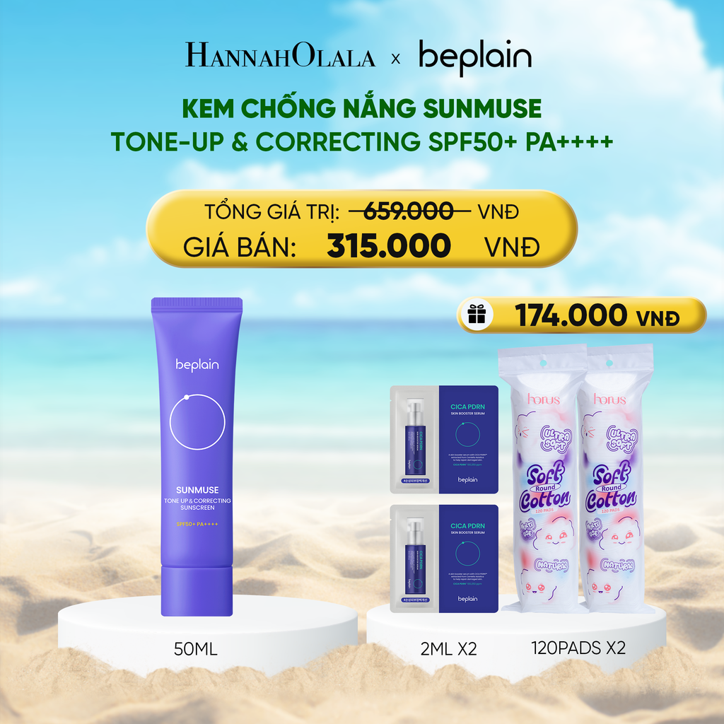  DEAL 3: KEM CHỐNG NẮNG BEPLAIN SUNMUSE SUNSCREEN SPF50+ PA++++ 50ML PHÂN LOẠI BẤT KÌ 