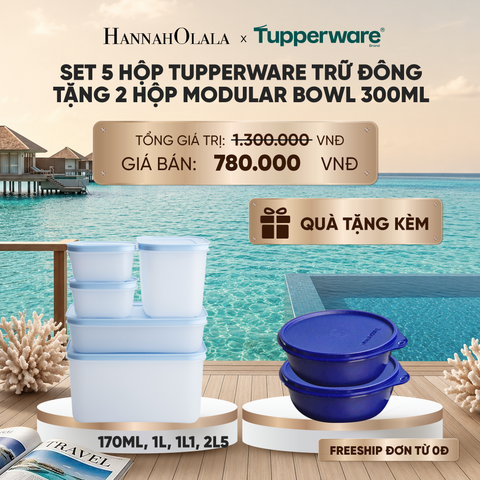  SET 5 HỘP TUPPERWARE TRỮ ĐÔNG TẶNG 2 HỘP MODULAR BOWL 300ML_ D1605 