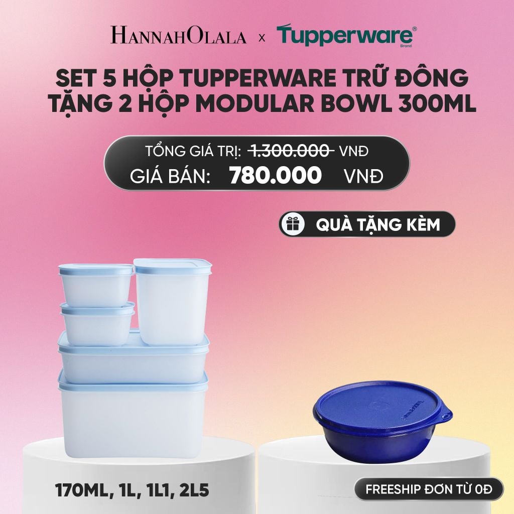  SET 5 HỘP TUPPERWARE TRỮ ĐÔNG TẶNG 2 HỘP MODULAR BOWL 300ML_A306 