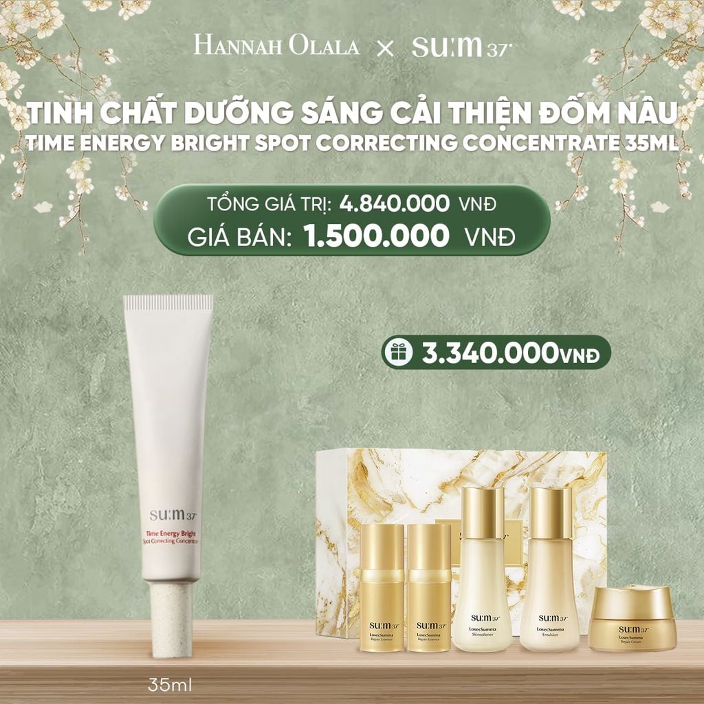  DEAL31: TINH CHẤT DƯỠNG SÁNG CẢI THIỆN ĐỐM NÂU SU:M37 TIME ENERGY BRIGHT SPOT CORRECTING CONCENTRATE 35ML 