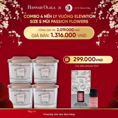  A232_DEAL 7: MUA COMBO 4 NẾN LY VUÔNG ELEVATION SIZE S MÙI PASSION FLOWERS 