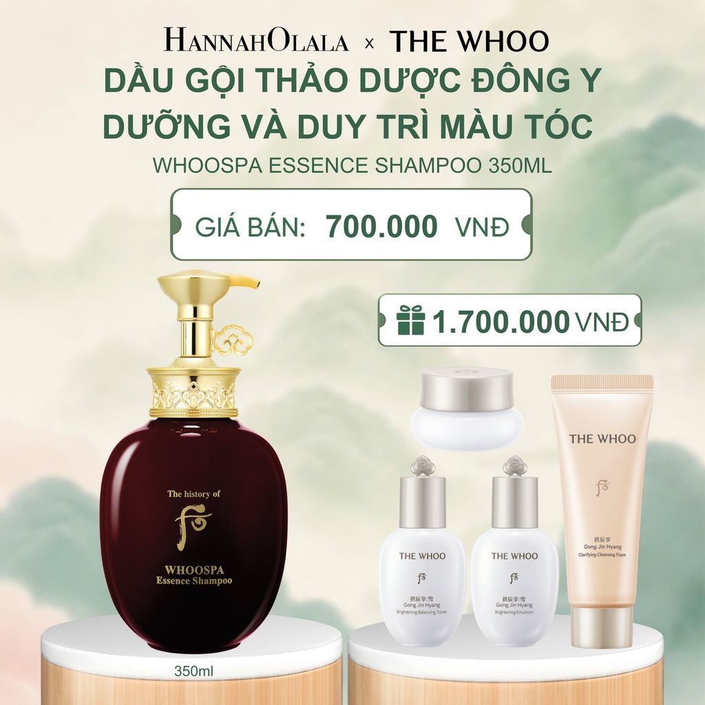  DẦU GỘI THẢO DƯỢC ĐÔNG Y DƯỠNG VÀ DUY TRÌ MÀU TÓC WHOOSPA ESSENCE SHAMPOO 350ML - A306 