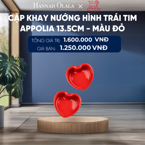  CẶP KHAY NƯỚNG HÌNH TRÁI TIM APPOLIA 13.5CM - MÀU ĐỎ 