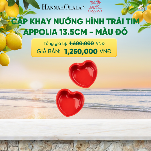  CẶP KHAY NƯỚNG HÌNH TRÁI TIM APPOLIA 13.5CM - MÀU ĐỎ - A2633 