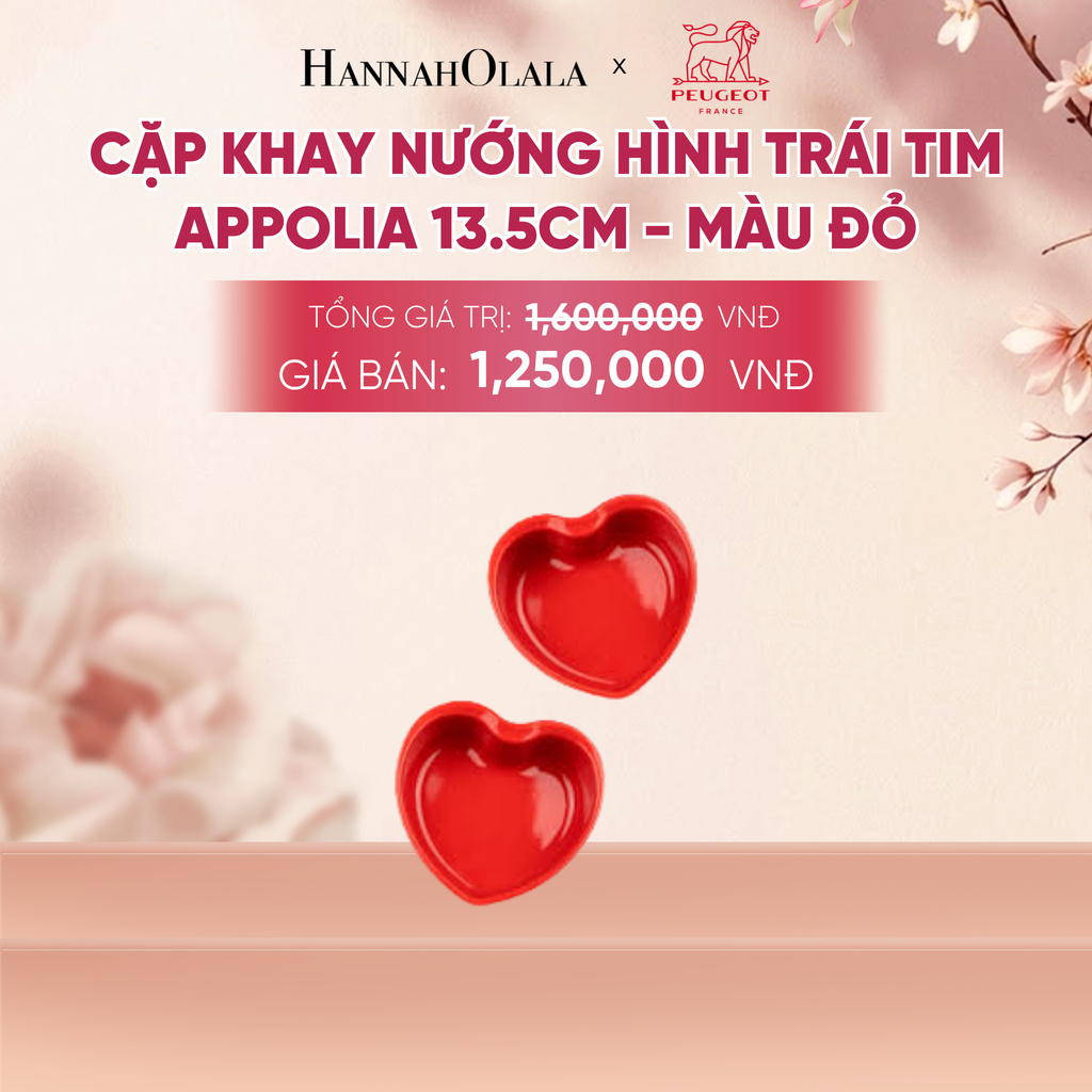  CẶP KHAY NƯỚNG HÌNH TRÁI TIM APPOLIA 13.5CM - A1051 
