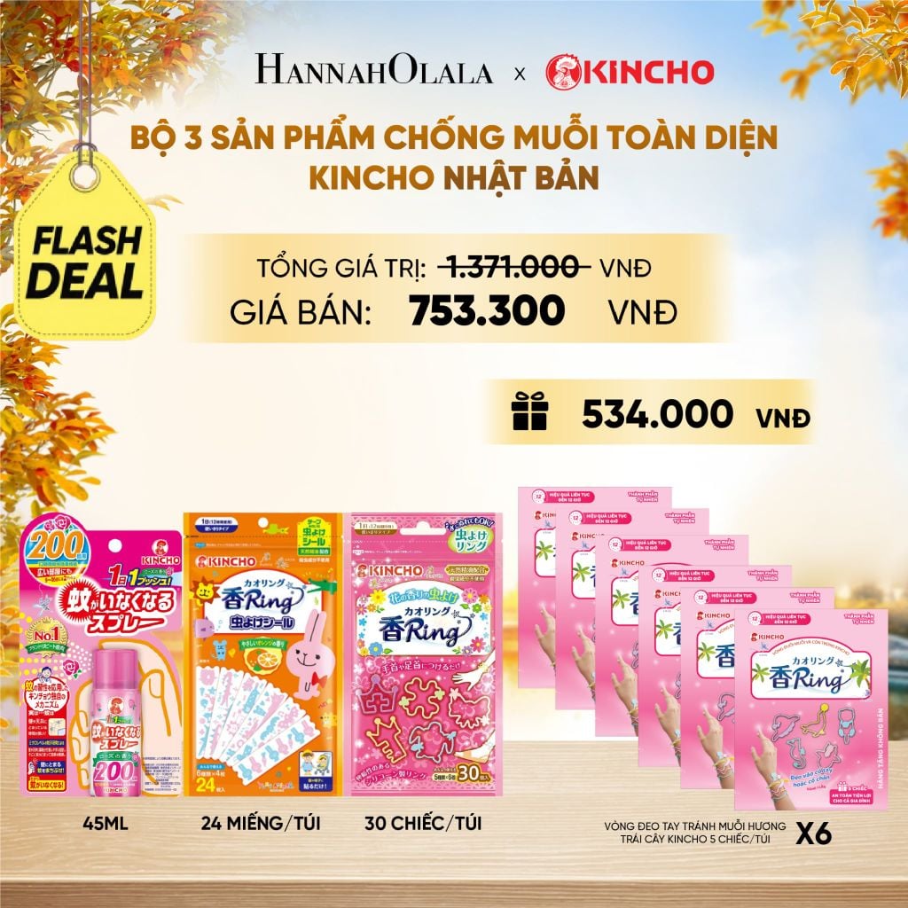  [FLASH DEAL] BỘ 3 SẢN PHẨM CHỐNG MUỖI TOÀN DIỆN KINCHO NHẬT BẢN - E1808 