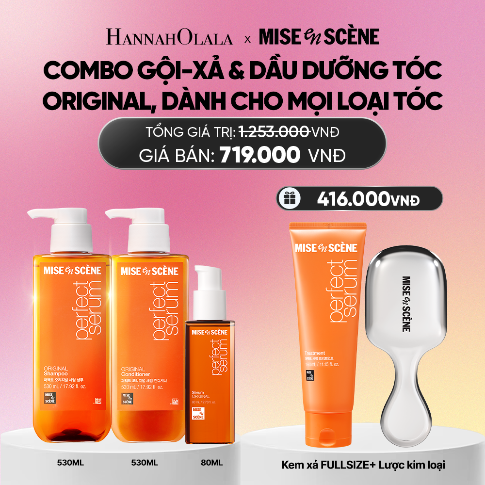  COMBO GỘI XẢ 530ML VÀ TINH CHẤT 80ML MISE EN SCENE PERFECT SERUM ORIGINAL DƯỠNG TÓC MỀM MƯỢT, HỖ TRỢ PHỤC HỒI TÓC HƯ TỔN_A994 