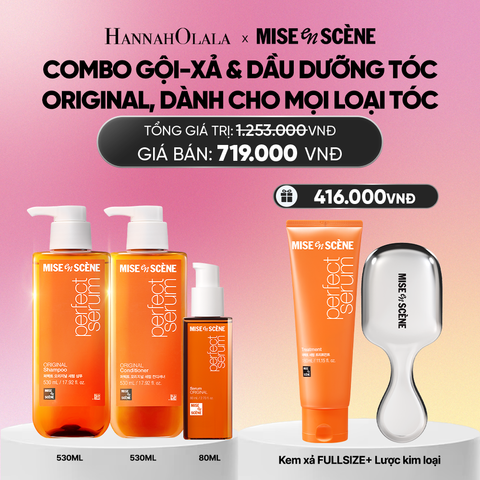  COMBO GỘI XẢ 530ML VÀ TINH CHẤT 80ML MISE EN SCENE PERFECT SERUM ORIGINAL DƯỠNG TÓC MỀM MƯỢT, HỖ TRỢ PHỤC HỒI TÓC HƯ TỔN_A994 