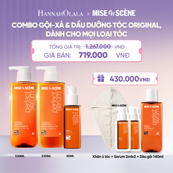  COMBO GỘI XẢ 530ML VÀ TINH CHẤT 80ML MISE EN SCENE PERFECT SERUM ORIGINAL DƯỠNG TÓC MỀM MƯỢT HỖ TRỢ PHỤC HỒI TÓC HƯ TỔN - H012 
