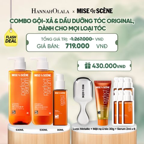 COMBO GỘI XẢ 530ML VÀ TINH CHẤT 80ML MISE EN SCENE PERFECT SERUM ORIGINAL DƯỠNG TÓC MỀM MƯỢT HỖ TRỢ PHỤC HỒI TÓC HƯ TỔN - A1680 