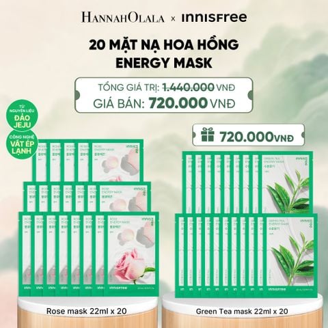  BỘ 20 MẶT NẠ GIẤY DƯỠNG DA HÀN QUỐC INNISFREE ROSE ENERGY MASK 22ML - A1617 