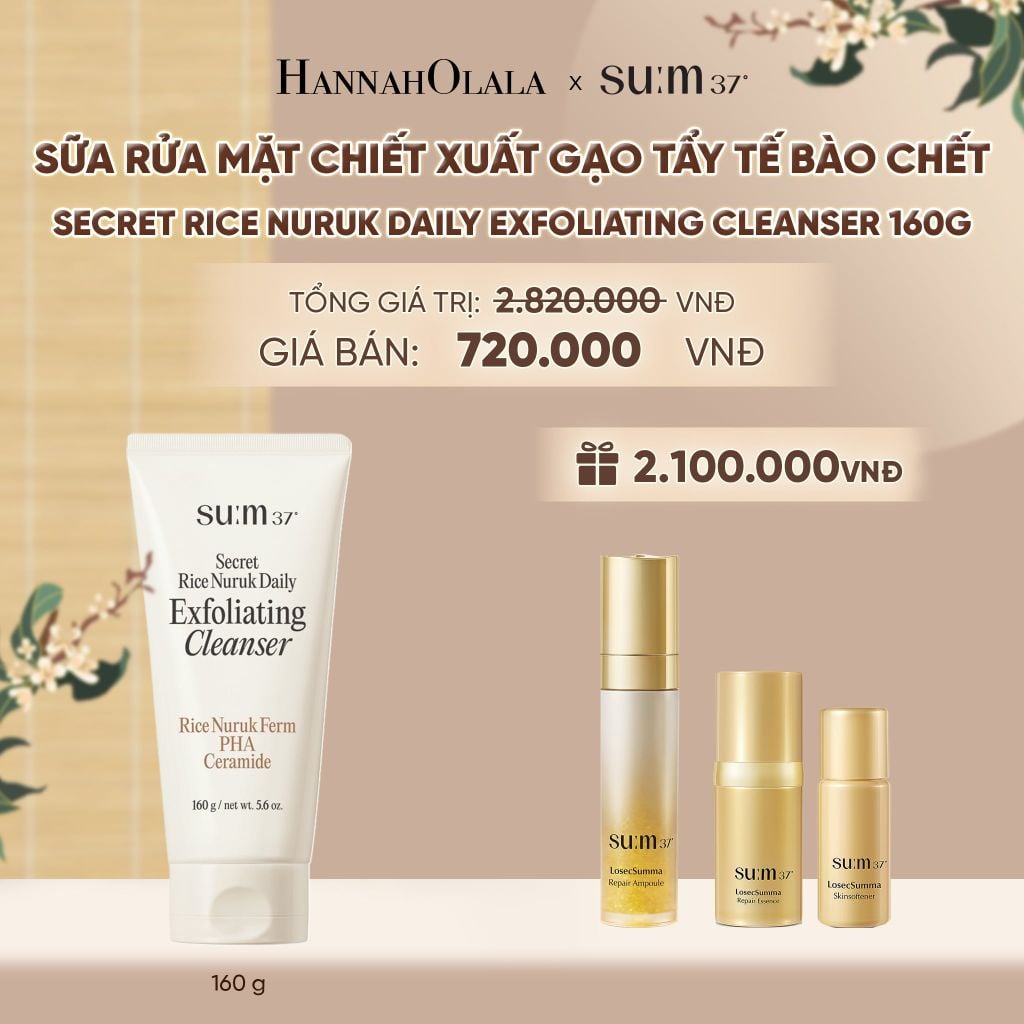  SỮA RỬA MẶT CHIẾT XUẤT GẠO TẨY TẾ BÀO CHẾT SU:M37 SECRET RICE NURUK DAILY EXFOLIATING CLEANSER 160G - A78 