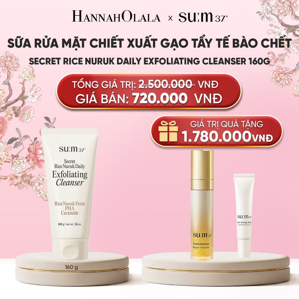  SỮA RỬA MẶT CHIẾT XUẤT GẠO TẨY TẾ BÀO CHẾT SU:M37 SECRET RICE NURUK DAILY EXFOLIATING CLEANSER 160G 