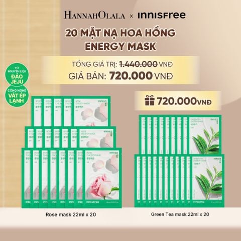  BỘ 20 MẶT NẠ GIẤY DƯỠNG DA HÀN QUỐC INNISFREE ROSE ENERGY MASK 22ML - A543 