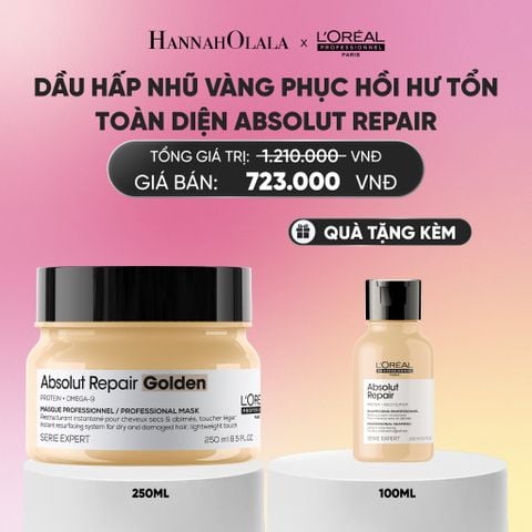  MẶT NẠ NHŨ VÀNG PHỤC HỒI HƯ TỔN TOÀN DIỆN L'ORÉAL PROFESSIONNEL ABSOLUT REPAIR GOLDEN 250ML - DEAL BACK UP_A1217 