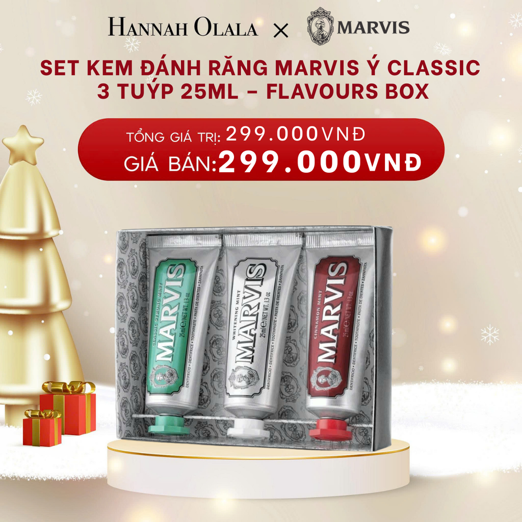  DEAL 2: SET KEM ĐÁNH RĂNG MARVIS Ý CLASSIC 3 TUÝP 25ML – FLAVOURS BOX 