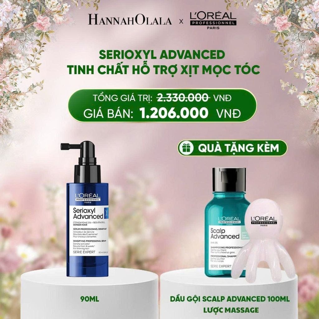  DEAL 1BK: TINH CHẤT HỖ TRỢ XỊT MỌC TÓC L'OREAL PROFESSIONNEL SERIOXYL ADVANCED 90ML 