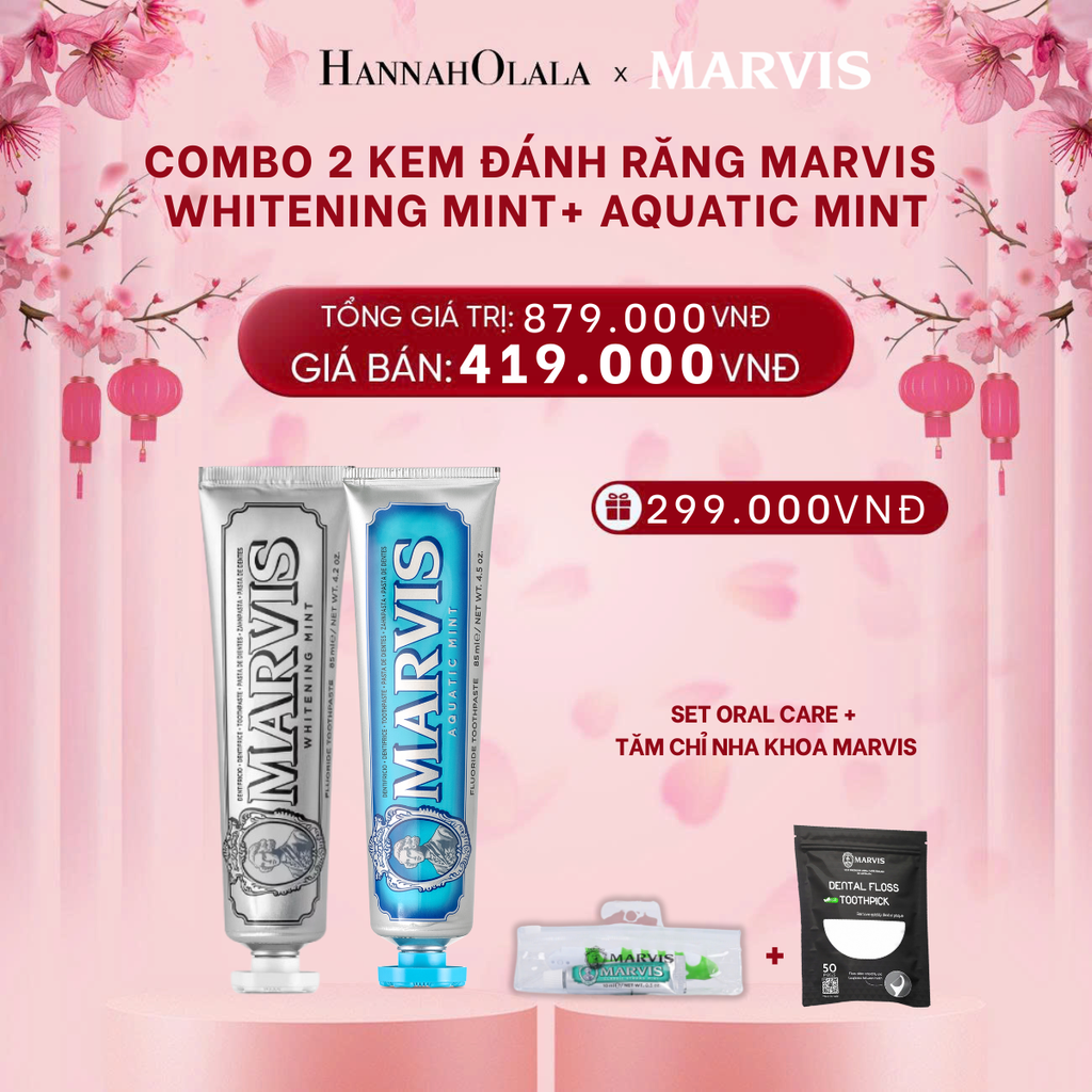  A151_DEAL 2: COMBO 2 KEM ĐÁNH RĂNG MARVIS 75ML/85ML - LÀM SẠCH RĂNG, GIỮ HƠI THỞ THƠM MÁT 