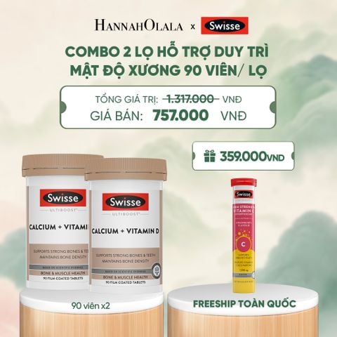  COMBO 2 LỌ HỖ TRỢ DUY TRÌ MẬT ĐỘ XƯƠNG SWISSE ULTIBOOST CALCIUM + VITAMIN D 90 VIÊN/ LỌ - DEAL 9 - A1088 