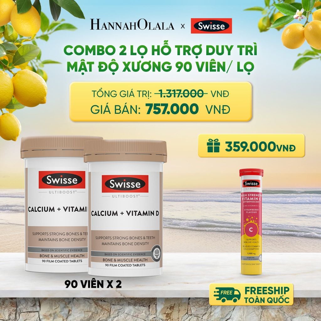  COMBO 2 LỌ HỖ TRỢ DUY TRÌ MẬT ĐỘ XƯƠNG SWISSE ULTIBOOST CALCIUM + VITAMIN D 90 VIÊN/ LỌ _ DEAL 9 - A1525 