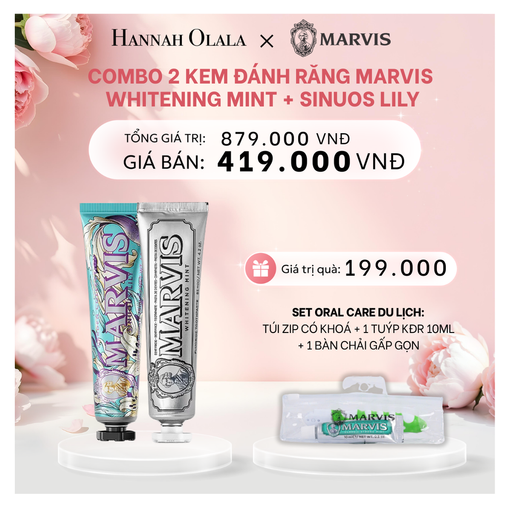  E660: DEAL 2: COMBO 2 KEM ĐÁNH RĂNG MARVIS 75ML/85ML - LÀM SẠCH RĂNG, GIỮ HƠI THỞ THƠM MÁT 