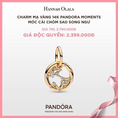  A75_DEAL 68: CHARM MẠ VÀNG 14K PANDORA MOMENTS MÓC CÀI CHÒM SAO SONG NGƯ 