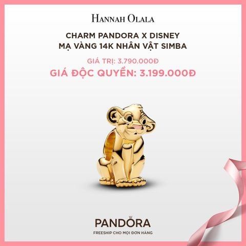  A79_DEAL 72: CHARM PANDORA X DISNEY MẠ VÀNG 14K NHÂN VẬT SIMBA 