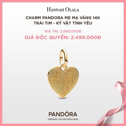  A87_DEAL 80: CHARM PANDORA ME MẠ VÀNG 14K TRÁI TIM - KỶ VẬT TÌNH YÊU 