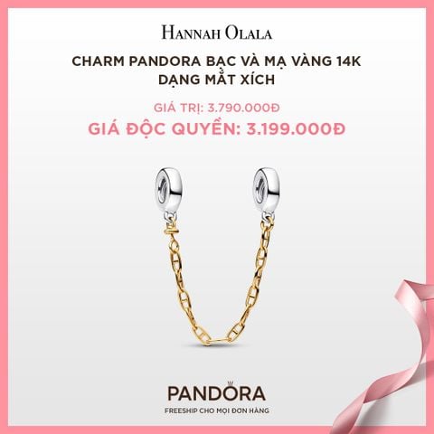  A90_DEAL 83: CHARM PANDORA BẠC VÀ MẠ VÀNG 14K DẠNG MẮT XÍCH 