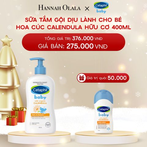  DEAL 14: SỮA TẮM DƯỠNG ẨM DỊU LÀNH CHO BÉ VỚI CALENDULA HOA CÚC HỮU CƠ CETAPHIL BABY W&SHAMPOO CALENDULA 400ML 