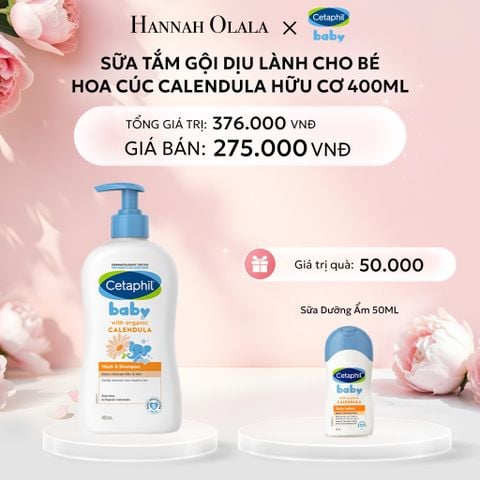  E413: DEAL 14: SỮA TẮM DƯỠNG ẨM DỊU LÀNH CHO BÉ VỚI CALENDULA HOA CÚC HỮU CƠ CETAPHIL BABY W&SHAMPOO CALENDULA 400ML 