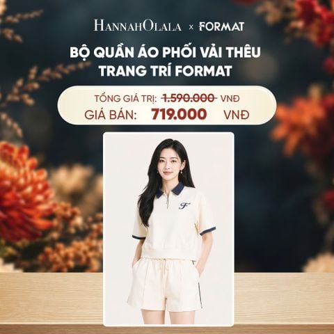  NỮ/BỘ QUẦN ÁO PHỐI VẢI THÊU TRANG TRÍ FORMAT - 10006281 - DEAL 13 - A972 