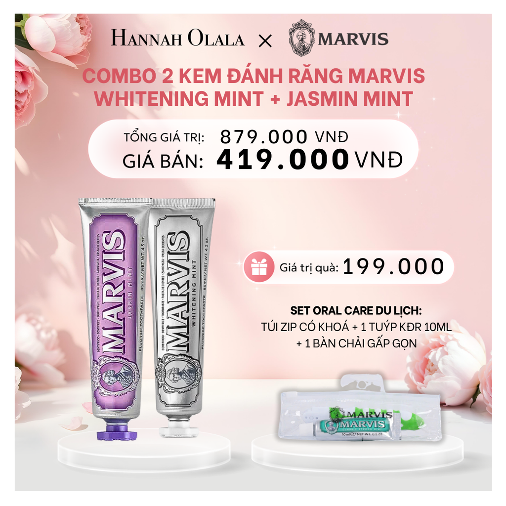  E660: DEAL 2: COMBO 2 KEM ĐÁNH RĂNG MARVIS 75ML/85ML - LÀM SẠCH RĂNG, GIỮ HƠI THỞ THƠM MÁT 