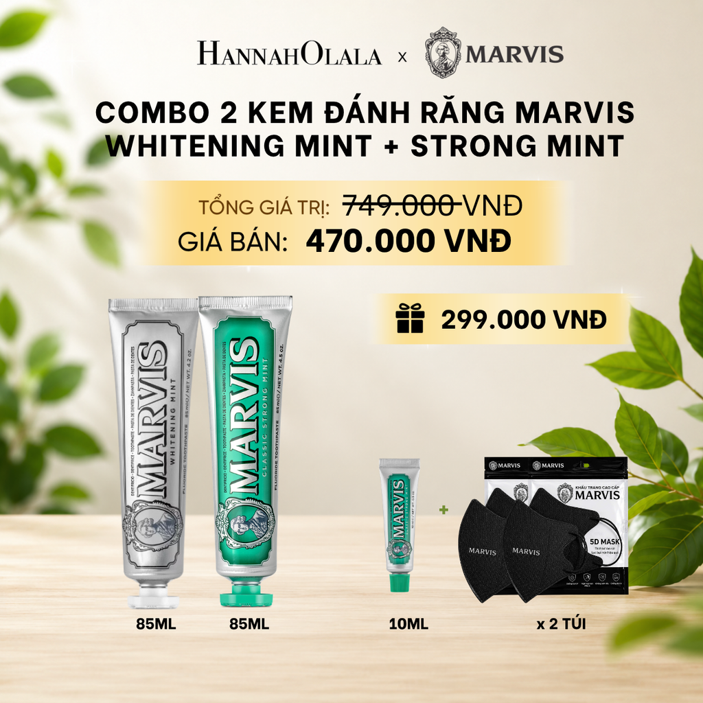  COMBO 2 KEM ĐÁNH RĂNG MARVIS 75ML/85ML - LÀM SẠCH RĂNG, GIỮ HƠI THỞ THƠM MÁT 