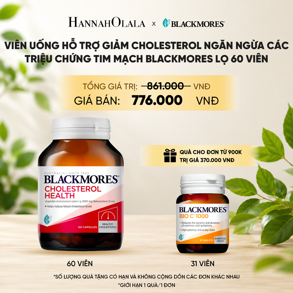  VIÊN UỐNG HỖ TRỢ GIẢM CHOLESTEROL NGĂN NGỪA CÁC TRIỆU CHỨNG TIM MẠCH BLACKMORES CHOLESTEROL HEALTH LỌ 60 VIÊN 