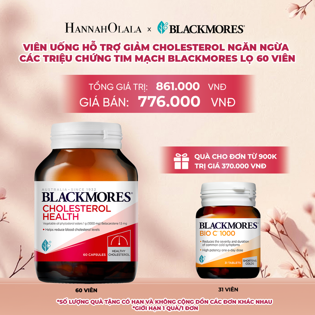  VIÊN UỐNG HỖ TRỢ GIẢM CHOLESTEROL NGĂN NGỪA CÁC TRIỆU CHỨNG TIM MẠCH BLACKMORES CHOLESTEROL HEALTH LỌ 60 VIÊN - A1561 