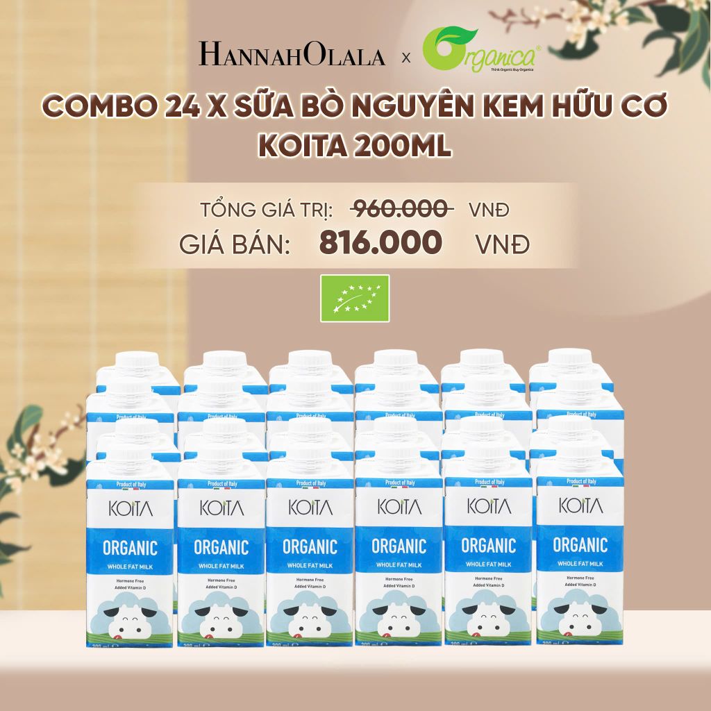  COMBO 24 X SỮA BÒ NGUYÊN KEM HỮU CƠ KOITA 200ML - A1499 
