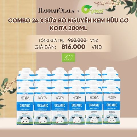 COMBO 24 X SỮA BÒ NGUYÊN KEM HỮU CƠ KOITA 200ML - A1499 