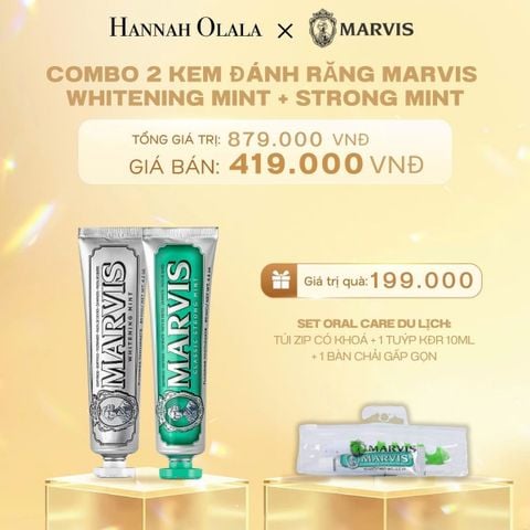  C222_DEAL 2: COMBO 2 KEM ĐÁNH RĂNG MARVIS 75ML/85ML - LÀM SẠCH RĂNG, GIỮ HƠI THỞ THƠM MÁT 