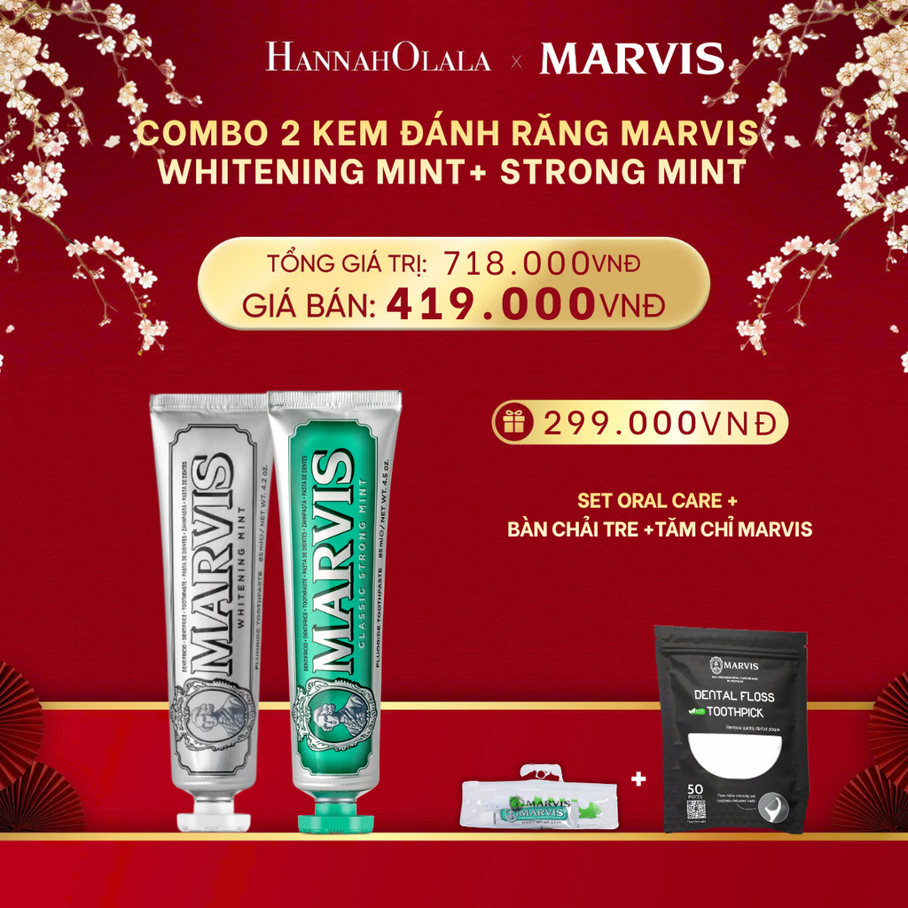  DEAL 2: COMBO 2 KEM ĐÁNH RĂNG MARVIS 75ML/85ML - LÀM SẠCH RĂNG, GIỮ HƠI THỞ THƠM MÁT 