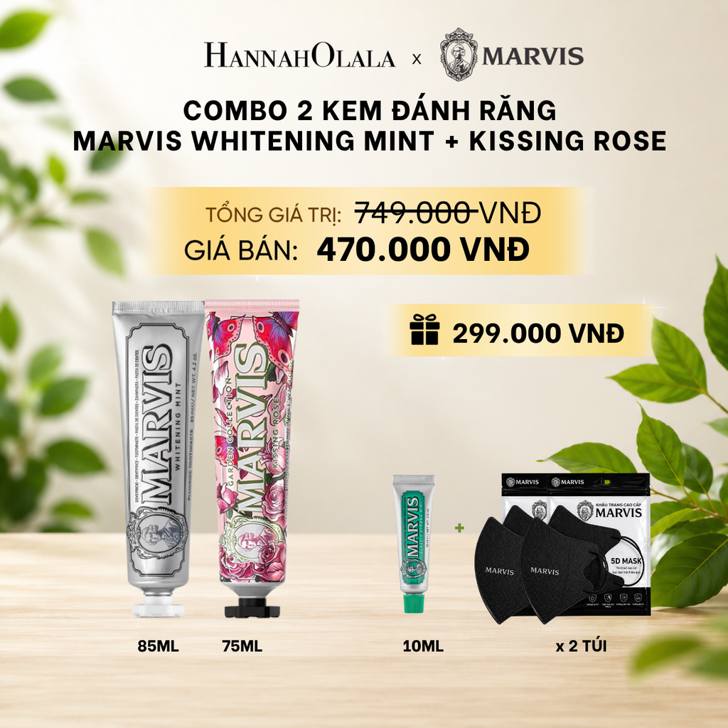  COMBO 2 KEM ĐÁNH RĂNG MARVIS 75ML/85ML - LÀM SẠCH RĂNG, GIỮ HƠI THỞ THƠM MÁT 