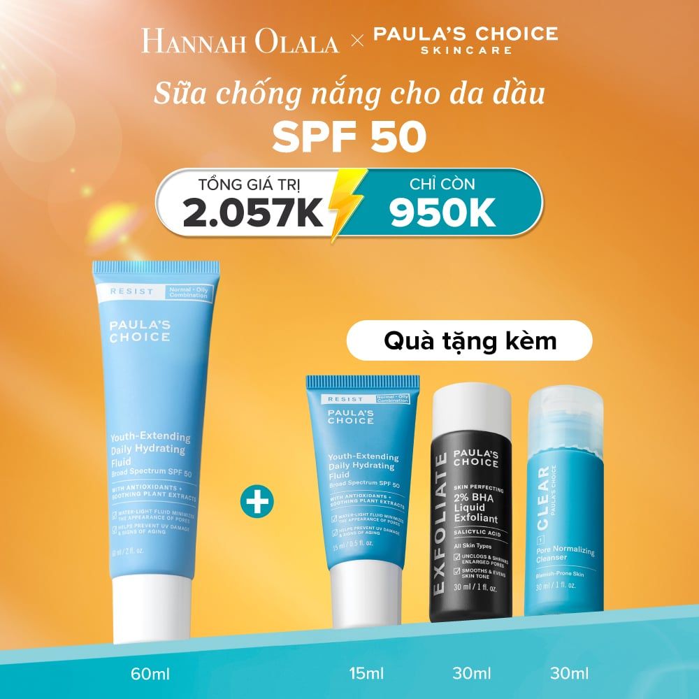  E13: DEAL 19: KEM CHỐNG NẮNG DẠNG SỮA GIÚP DƯỠNG ẨM VÀ GIẢM NẾP NHĂN TRÊN DA SPF 50 RESIST YOUTH-EXTENDING DAILY HYDRATING FLUID BROAD SPECTRUM SPF 50 60ML 