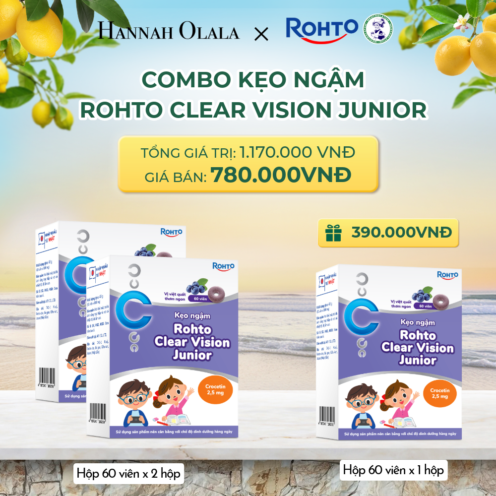  MUA 02 TẶNG 01 HỘP KẸO NGẬM ROHTO CLEAR VISION JUNIOR - A265 