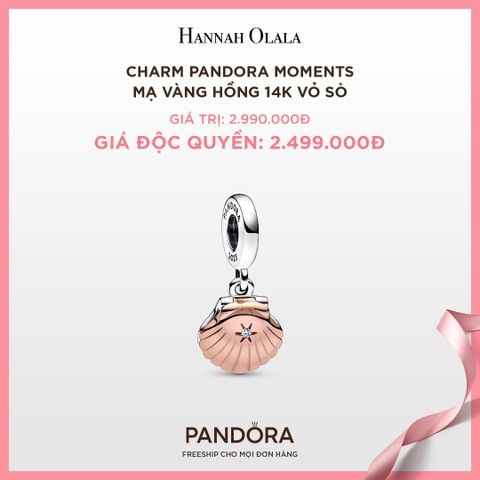  A30_DEAL 23: CHARM PANDORA MOMENTS MẠ VÀNG HỒNG 14K VỎ SÒ 